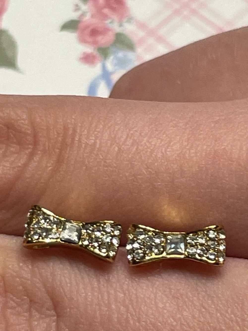 Kate Spade Gold Pave Crystal Bow Stud Earrings